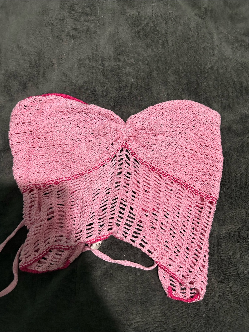 SHEIN Pink Crochet Knit Bandeau Top
